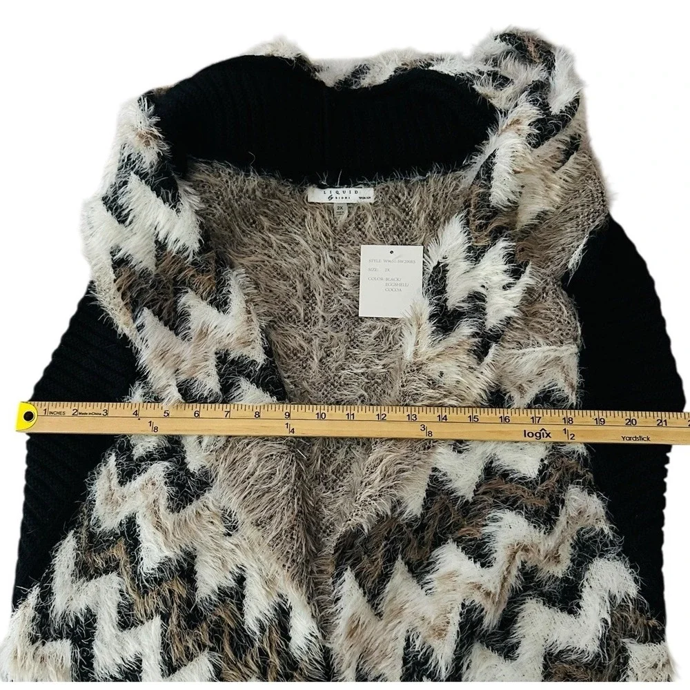 NWT Liquid By Sioni Sweater Vest 2X Eyelash Soft Shawl Collar Boho Cardigan Soft
